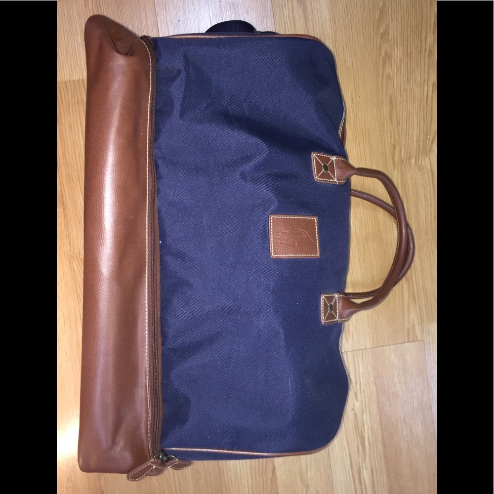 Vintage blue and brown polo duffel bag